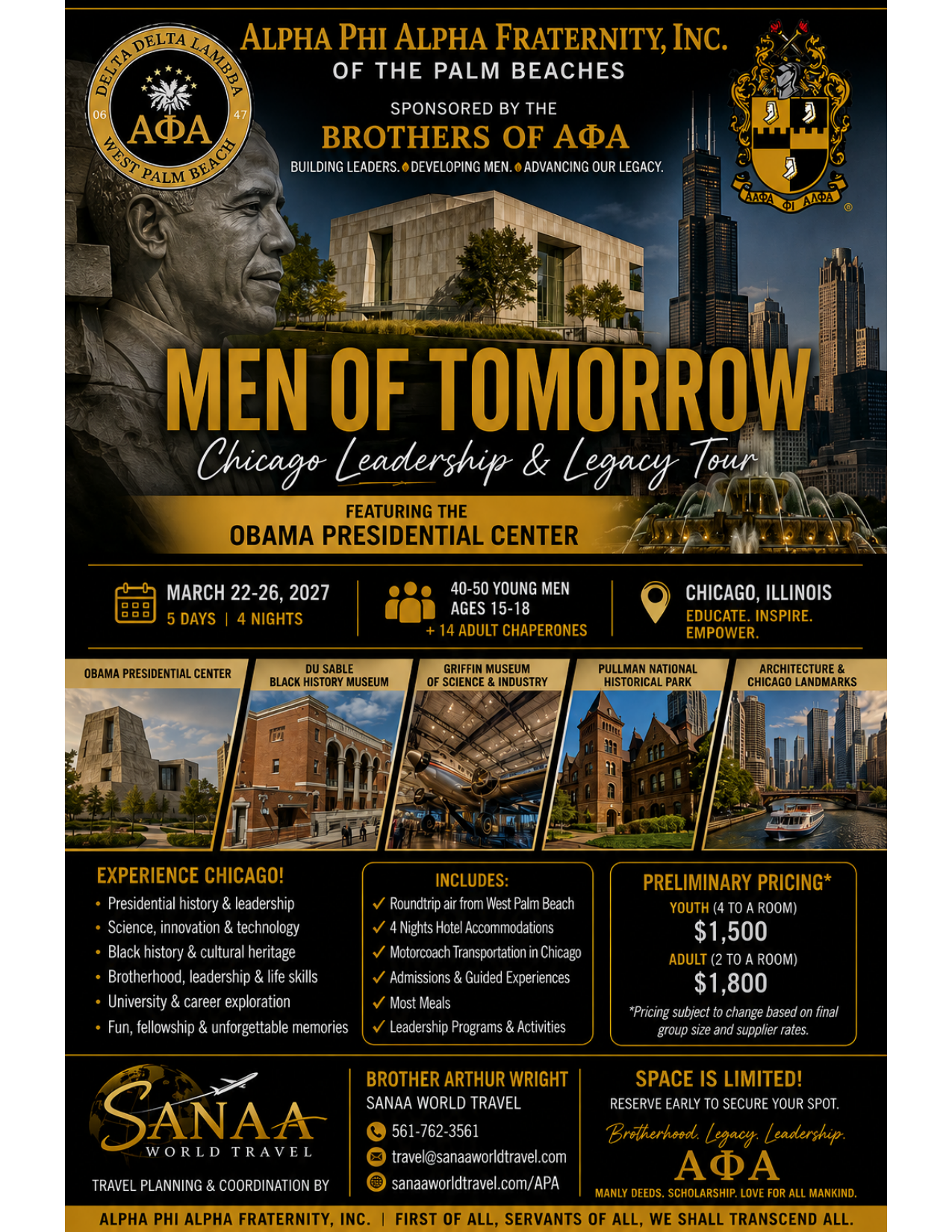 Official Men of Tomorrow Chicago Leadership and Legacy Tour flyer